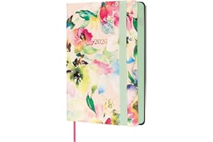 Finocam - Agenda 2026 1 Día Página | Enero - Diciembre (12 meses) | Agenda Anual 2026 con goma elástica y cinta punto | Tapa Blanda Flexi Joy - Bloom - Español