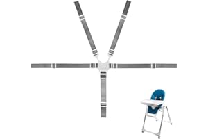 Xinzistar 5 Punkt Hochstuhl Gurt, Sicherheitsgurt Baby Verstellbarer Universal Tripp Trapp Gurt Kinderschutz für Buggy Kindersitz Kinderwagen (Dunkelgrau)