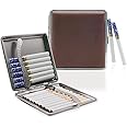 HASTHIP® Cigarette Case King Size for Men Women Holds 20 Cigarettes Case Box Holder Brown Leather Vintage Hard Metal Full Pack, Gifts for Men