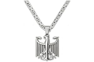 Soul-Cats Halskette mit Bundesadler Anhänger aus 316L Edelstahl, handpoliert, in Silber oder Gold, verschiedene Ketten & Längen 55–70 cm, Geschenkverpackung