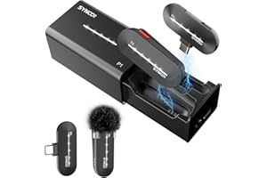 SYNCO P1ST di Microfono Lavalier Wireless Smartphone 2.4Ghz, Microfono senza fili di Tipo C per Telefoni e Tablet con Custodia di Ricarica Plug and Play, Microfono-Lavalier-Wireless-Smartphone-USB C