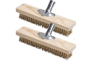 Balai Métallique 30cm avec Prise Support en Métal Robuste pour Balai en Bois pour Anti Mousse Toiture,Mauvaises Herbes, Taches Tenaces Brosse Métallique pour Piscine Manche Non Inclus - 2 Pièces
