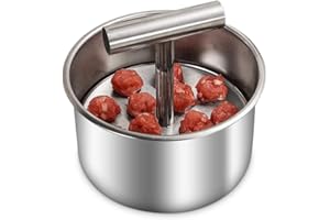 Yuragim Fleischbällchen Former, 12 Löcher Edelstahl Frikadellenformer Manueller Hackbällchen Former für Küche, Fleischbällchen Maschine Antihaft Frikadellenmaschine für Fleischklöße, Garnelenbällchen