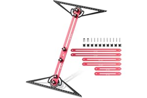 Teodute Treppenstufen-Schablonenwerkzeug, Aluminiumlegierung Treppenmesswerkzeug, Treppenstufen-Messgerät, Treppenlehre für Treppen Auflagen Und Trennwände (Einstellbare Länge 10.5 to 60.5 Zoll)