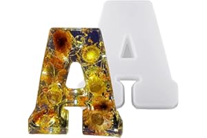 TUXXJZM Silicone Alphabet Resin Molds, Letter Silicone Mould for Crafts, Epoxy Resin Casting Molds, 3D Alphabet Epoxy Resin Silicone Mold, Capital Letter Symbol Mold, Alphabet Letter Baking Mold