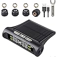 SDYGDB Tire Pressure Monitoring System Solar Wireless TPMS with 4 Sensor IP67 Waterproof Auto Safety Monitor Digital LCD Display USB Charging Auto Alarm System for Truck RV Trailer Car(black)