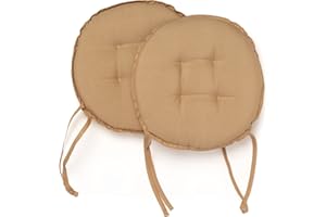 PARAMAISON Cuscini Sedia con Lacci Giunk, Set da 2 pezzi Rotondo, Imbottito, Interni od Esterni, Non Sfoderabile, Ø 40 cm, Vari Colori