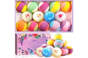 MAISITOO Bombe da Bagno,14 Pezzi Oli Essenziali Naturali Sale da Bagno Effervescente Trattamento Spa Fragrante,Set Bombe da Bagno Regalo Natale Compleanno