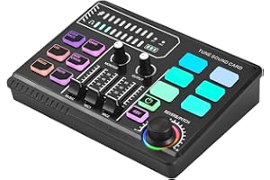 Btuty Mezclador de Audio para Juegos con RGB/48V Phantom Power/DIY Sonido/Control Individual/Botón de Silencio, Gaming Audio Mixer PC, Tarjeta de Sonido para Podcast/Streaming Media/Youtube Live (XLR)