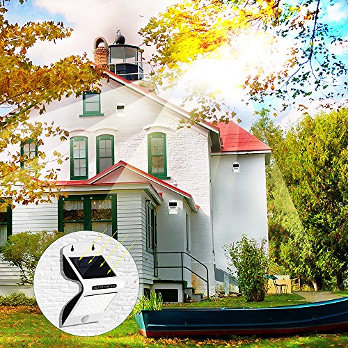 PUNICOK Solarleuchten LED 6500K Solarlampe Sicherheits mit bewegungsmelder solarleuchten garten led Außenwandleuchten solarlicht für Haus Zaun Garten Garage Schuppen Licht IP65 Wasserdichte - 7