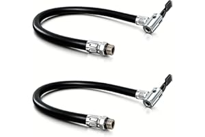 leruiyezs 2 pcs Neumático Bomba Manguera con Conector Inflador Ruedas Neumático con Manguera Flexible, Tubo de Extensión de Válvula de Goma para Neumático de Vacío de Coche 38 cm, 12,5 mm Rosca