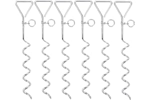 Ballshop 6pcs Trampoline Anchor Kit Swing Anchor 16.5 Inch Long Corkscrew Shape Steel Stakes Heavy Duty Ground Anchor Stainless Steel Trampoline Pegs Dog Stake