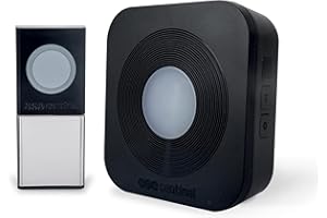 SCS Sentinel - Carillon sans Fil - Portée 200 m - 36 Mélodies - Bouton Étanche IP44 - Déjà Programmé - Indicateur Lumineux - Garantie 2 Ans - Couleur Noir Discret