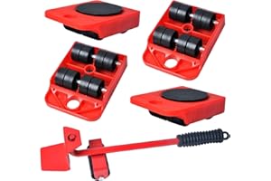 FUZHIK Heavy Duty Furniture Lifter Kit with 4 Sliders Heavy Furniture Roller Move Tool Set for Sofas, Couches and Refrigerators Easy and Safe Moving (Red)