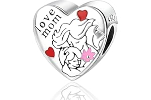 YUMINN Love Mom Charms Argento 925 Sterling per Bracciali e Collane Perline Pendenti Regali di Gioielleria per le Donne e Madri