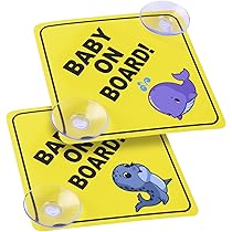 Panneau "Twins On Board" 14x14 Cm - Jaune Vif, Ventouse Incluse - Pour Voiture, Camionnette, Camping-car