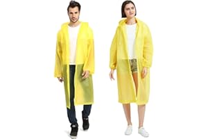 Kyzistn EVA Rain Coats, Reusable Lightweight Portable Rain Coat for Women Men with Drawstring and Hood(Yellow)