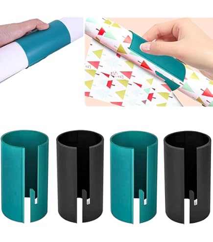 Dérouleur De Papier Cadeau Coupe-papier Cadeau Remplaçable (2 Rouleaux Et 4 Lames) - Outil De Découpe Pour Papier Cadeau De Noël - Petit Tube Coulissant - Dispositif De Coupe Roulé Pour Halloween