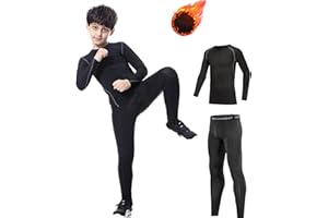STARTSEITE Kids Base Layer - Athletic Kids Thermal Long Sleeve Top and Leggings Compression Set for Sport Football Basketball Ski