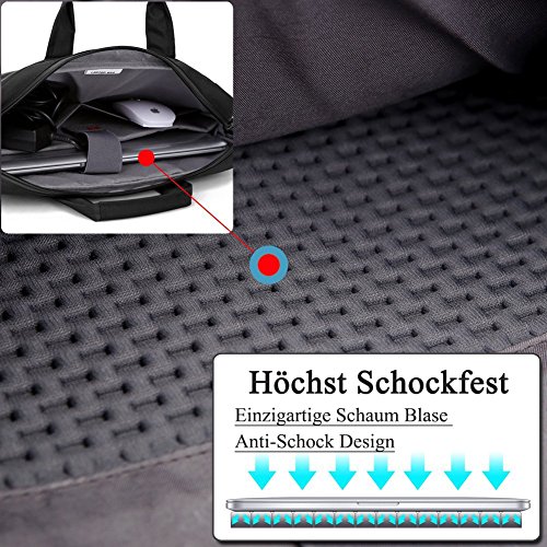 BRINCH 15,6 Zoll Oxford Gewebe Laptoptasche Messenger Bag Umhängetasche Schulterhülle Aktentasche Henkeltasche für 15 – 15,6 Zoll Laptop/ Notebook/ MacBook/ Chromebook Computer mit Schulterriemen und Griffe,Schwarz - 5