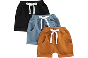 Himllauen Baby Jungen Shorts 3er-Pack Sommer Einfarbig Shorts 0-3 Jahre Kinder Kurze Hosen