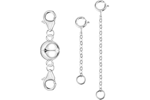 ALEXCRAFT 3 Extensiones de Collar de Plata de Ley con Cierres de Pinza de Langosta para Hacer Joyas (1 2 3 Pulgadas)