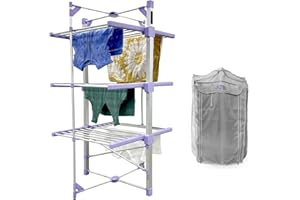 Spring & Spruce Speedi-Dry Tower XL Clothes Airer with 3 Tiers - Fast & Effective - Energy Efficient - Large Capacity - Adjustable Temperature - Lightweight & Portable