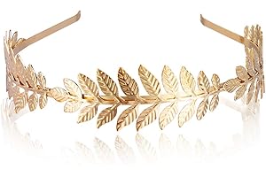 VIEXPAND Corona di alloro dorato Gioiello fatto a mano per sposa, fascia greca romana acconciatura capelli corona donna accessori diadema retrò per ragazze e donne
