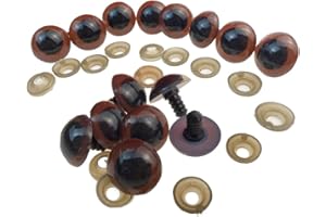 VASANA 100PCS 16mm Brown Plastic Safety Screw Eyes Craft Making Eyes for DIY Toy Teady Bear Puppet Doll Making Accessories