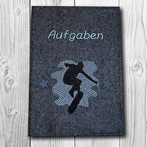A5 Hefthülle in versch. Farben - Text wählbar - Motiv: Skater