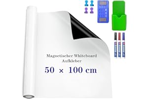 ‎TAN.TOMI TAN.TOMI Whiteboard Folie 50 * 100 cm, Magnetisch Selbstklebend Weißwandtafel Folie mit Stift und Radiergummi, Magnetfolie für Büro Bildung und Heimgebrauch.