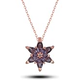 NEREZE 925 Ayar Mor Lotus &Ccedil;i&ccedil;eği Kolye Kadın G&uuml;m&uuml;ş Kolye