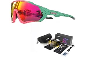 KAPVOE Polarized Cycling Sunglasses 5-Pack with Interchangeable Lenses for Men and Women. Sports Eyewear for Road Cycling