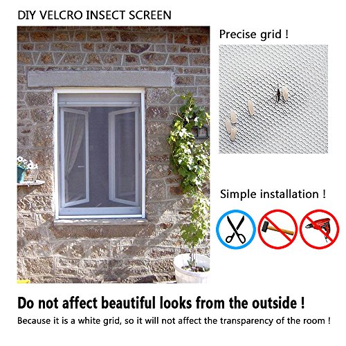 FISTE Fenster Insektenschutz Netz Mesh, 2 Stück 1,3 x 1,5 m Insekt Mosquito Tür Netz magnetisch Klett Tape weiß - 2