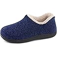 ULTRAIDEAS Women's Cozy Memory Foam Closed Back Slippers with Warm Fleece Lining, Wool-Like Blend Cotton House Shoes with Anti-Slip Indoor Outdoor Rubber Sole