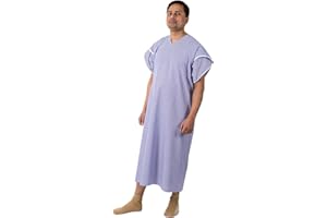 INTERWEAVE HEALTHCARE Patient Hospital Dignity Gown, Blue & White Stripe Polycotton Fabric, Extra Dignity, Used by NHS