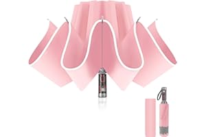 Pioggistar Wiatroszczelny składany parasol, automatyczny parasol wsteczny, mechaniczny parasol przeciwdeszczowy 10 wzmocnionych żeber dla mężczyzn i kobiet, średnica 105 cm