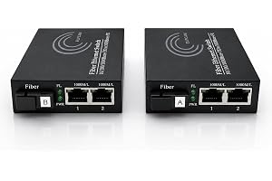 Elfcam® - Förpackning med 2 fiberEthernet-omvandlare, SFP-mediaomvandlare ingår, upp till 20 km över fiberoptisk SC enkelläge (2 RJ45-portar x 2 RJ45-portar)