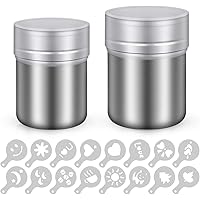 2er-Pack Edelstahl-Pulverstreuer, Schokoladenstreuer, Bagger, Kaffeekakaobagger mit feinmaschigem Deckel, Power-Dose zum…