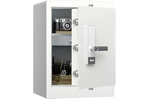 RPNB Deluxe Home Safe and Lock Box,Smart Touch Screen Biometric Fingerprint Security Safe Box with Voice Prompt,One-Touch Unlock,Dual Warning,Suitable for Home Office Hotel,80L,White