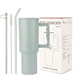 House of Quirk 1200ML Stainless Steel Tumbler with Handle & Lid, 2 Straws – Large Travel Mug Water Cup for Gym, Office & Outd