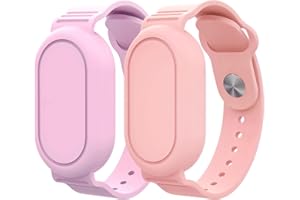 Hacintre Samsung Smart Tag 2, GPS Tracker, miękki silikon, GPS, wodoszczelna bransoletka, regulowana bransoletka Airtag akcesoria dla dzieci (fioletowy+różowy)