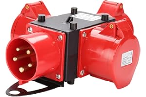 Randaco Répartiteur de courant de chantier - 3 x CEE 400 V/32 A IP44 - Prise CEE 5 broches - Avec couvercles de sécurité pour chantier