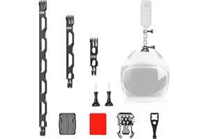 UNSTINCER Casque Support de Bras D'extension Aluminium, 3 en 1 (30+16,5+8,4 cm) Fixation Arm Rallonge réglable avec 1/4" Filetage pour Gopro Insta360 DJI Akaso et Autres Caméra d'action Helmet Moto