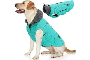 EMUST Kurtki dla psów na zimę, płaszcze dla psów na zimną pogodę, miękkie kurtki zimowe dla średnich i dużych psów, kamizelka zimowa dla małych, średnich i dużych psów, turkusowa, L