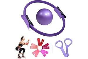 CPKONUUIP Pilates Ring Set, Pilates Essential Kit, Pilates Set für Zuhause, 14“/35cm Magic Circle mit Pilates Ball, Yoga Ring, Resistance Bands, for Strength, Flexibility, Stability, and Body Toning
