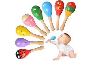 CKCSHI 4 Pcs Wooden Baby Maracas - Colorful Musical Instruments for Sensory Development, Parties, Schools, and Performances