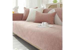 GKXLH Soft Chenille Sofa Covers Washable - New Sofa Cushion Covers, Non-Slip Sofa Cover 1 2 3 Seater Couch Covers for Sectional Sofa, Sofa Slipcovers L Shape Furniture Protector (Pink, 70x150cm)