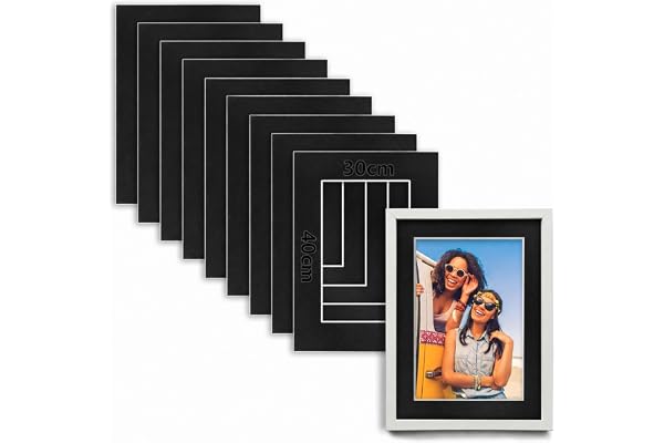 TXXATX 10 stycken passepartout 30 x 40 cm yttermått, innerstorlek 19 x 29 | Passpartu 1,5 mm tjock, passpartouts kartong, passepartoutkort, för foton, bilder, konsttryck paspartoyram