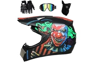FASXZVM Juventud Niño ATV Casco de Motocross, con Gafas Mascarilla Guantes, Cara Completa MTB Enduro Karting Casco de Moto, Unisexo BMX Carreras Quad Dirt Bike Chocar Casco
